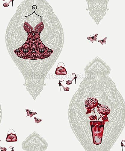 BN International Glamour Wallpaper 400207 - Fashion Bontique Glitter Dress Red by BN International