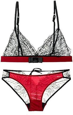 EdRaydd Lace Bra Set Wireless Brassiere Suit See Through Bralette Bikini Fashion Crop Top Triangle Bra Sexy Bust Bodice
