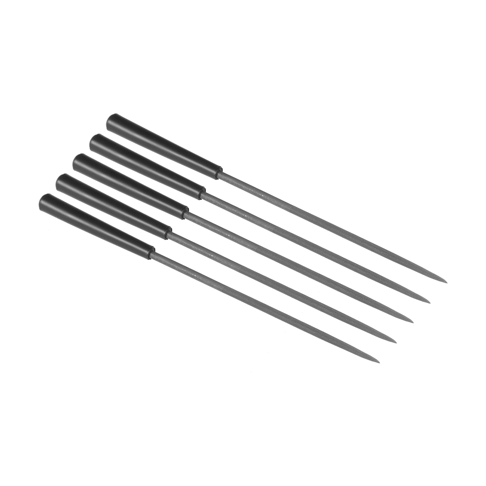 CoCud Round Needle File, 0.12" Shank Size 5.5" Total Length, Steel Rasps Files with Nonslip Handle - (Applications: for Workshops), 5-Pieces