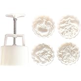 A FEI DIY 3D Mooncake Mold Set 150g Dragon Fish Patterns Plastic Moon Cake Mold Press Safe Cookie Mold for Mid-Autumn Festival