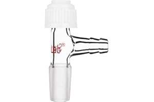 StonyLab Glass Inlet Thermometer Adapter, 14/20 Joint with Side Serrated Hose Connection and Compression Cap Lab Glassware