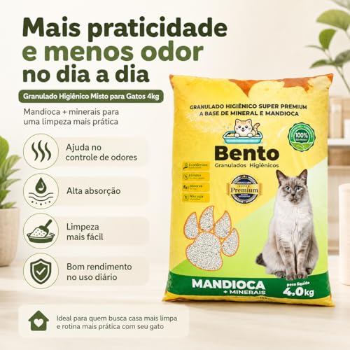 Areia Higiênica Granulado Para Gatos 4kg Mandioca + Minerais Super Premium Controle De Odores Alta Absorção Econômica Biodegradável Não Suja Patinhas Rende Mais Banheiro Sanitário Pet Premium Gato