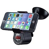 PowerLead Bepro FM09 Car FM Transmitter with 360° Phone Holder Hands Free Calls for iPhone Samsung Smartphones-Black