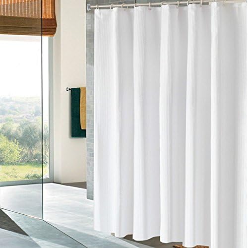 CHESEY Waffle Weave Cotton Shower Curtain Liner Water Resistant Mildew Free 84" x 84" Long , White