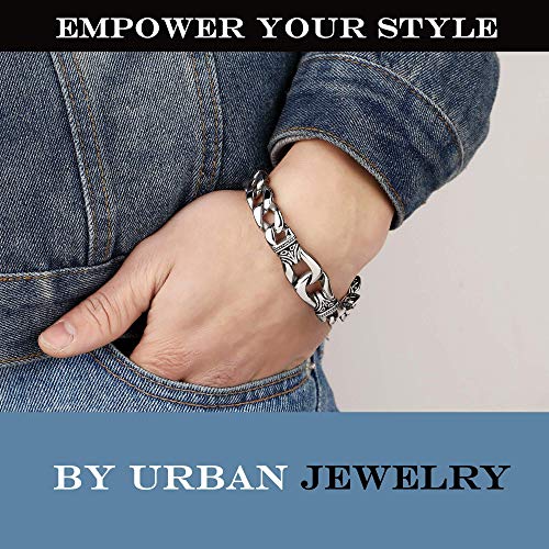 Sagenhaftes Edelstahl Herren Glieder Armband Silber Schwarz 23cm (Mit Marken Geschenkschachtel) – Bild 4