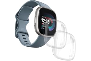 IDAPRO [2 Pcs] Case for Fitbit Versa 4 / Sense 2 Screen Protector Full Coverage Protective Bumper Soft TPU Cover Accessories - [Clear+Clear]