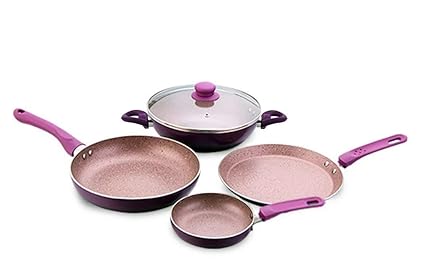 Wonderchef Royal Velvet Induction Base Aluminium Cookware Set, 5-Pieces, Purple
