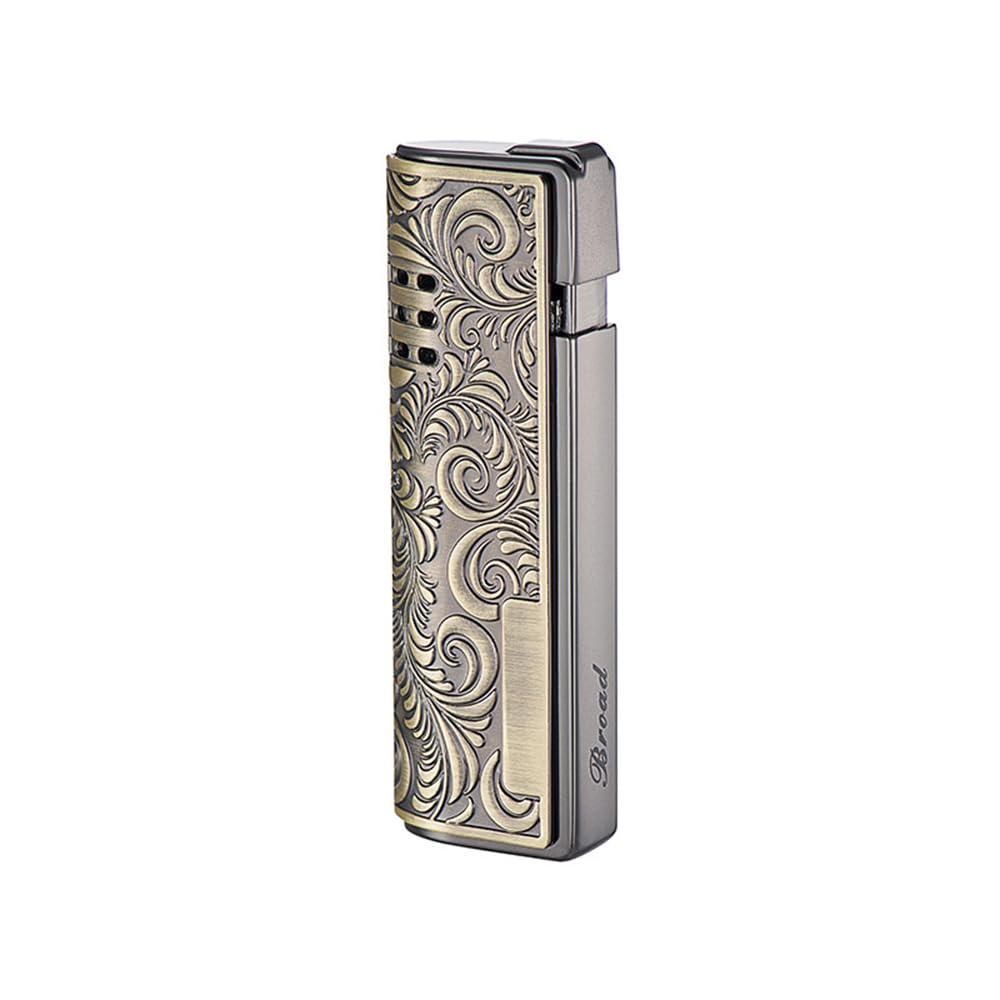 Photo 1 of (Sold Without Butane) Windproof Butane Lighter with Intricate Copper Design, Refillable,Candle Lighter(Bronze)