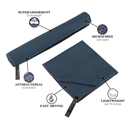 image for Relefree Premium Microfiber Towel for Travel, Sports & Outdoors FREE H
