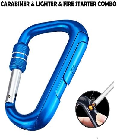 Novelty Wares Safety Buckle Camping USB Electronic Carabiner Lighter Portable Metal Cigarette Plasma Lighter Replaceable Tungsten Windproof Cigar Arc Lighter (Blue)
