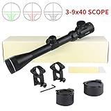 Twod 3-9x40mm Riflescope Red/Green Illuminated Handgun Scope with 1'' Tube + Scope Rings + Lens Cover