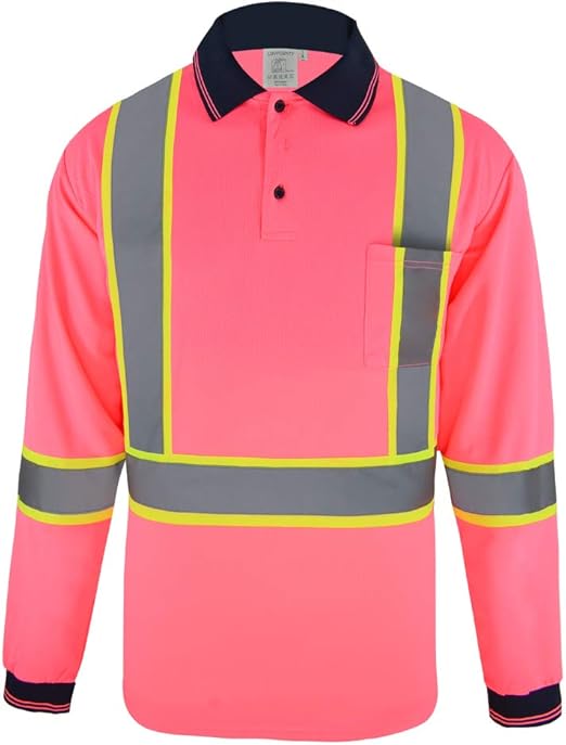 LOVPOSNTY High Visibility Safety Long Sleeve Pink Shirt 100