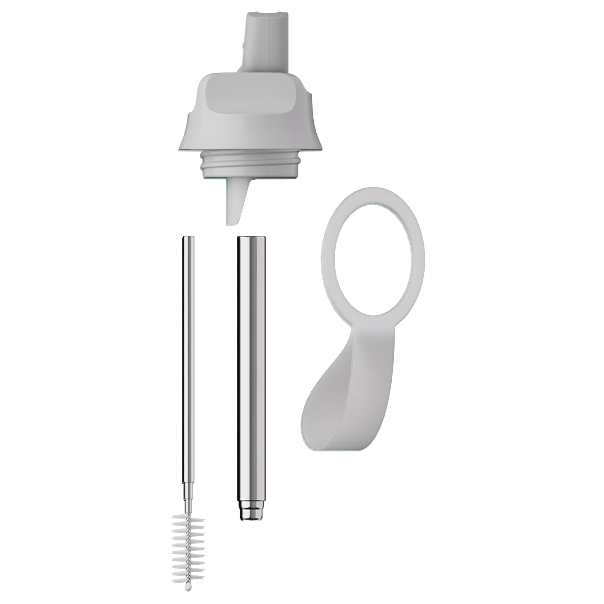 Chilly's Series 2 Sports Flip Lid with Telescopic Straw and Nylon Carry Loop - Easy Flip Lid, Straw Cleaning Brush Included - Accessory Series 2 Water Bottles - Granite Grey