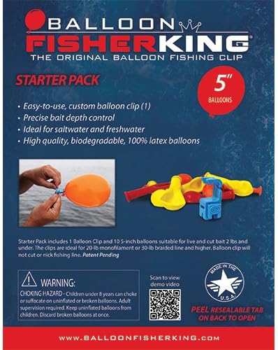 Balloon Fisher King41159 Starter Pack with 1 balloon clip and 10 5 inch balloons