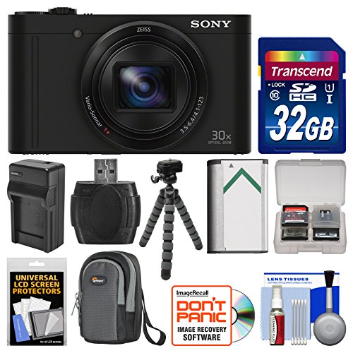 Sony-Cyber-Shot-DSC-WX500-Wi-Fi-Digital-Camera-with-32GB-Card-Case-Battery-Charger-Flex-Tripod-Kit