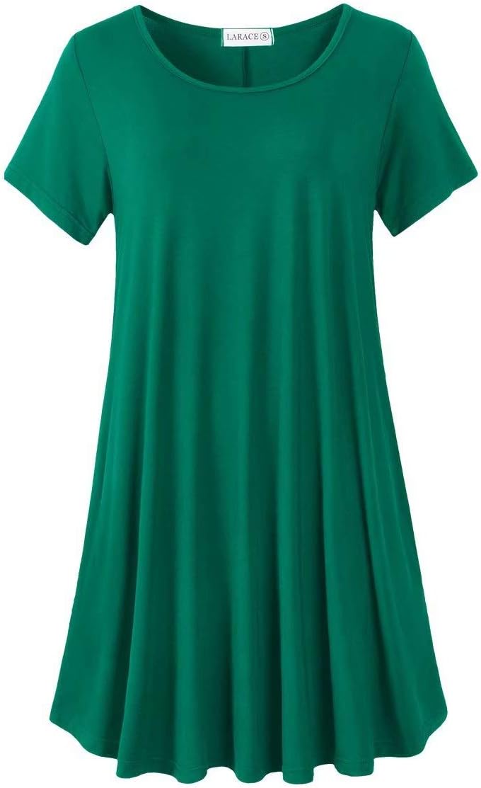 LARACE Women's Short Sleeve Swing Tunic Casual Pockets Loose T Shirt Dress