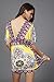 Wander Agio Womens Lace Short Sleeves Princess Dress Printing Beach Cover-up Yellow,One Size
