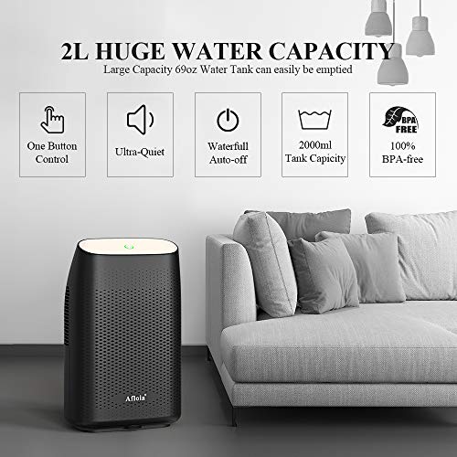 Afloia Dehumidifier for Home, Portable Quiet Dehumidifier Home Electric Dehumidifiers for Bathroom Space Bedroom Kitchen Caravan Office Basement