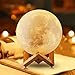 Moon Lamp, Decorative Night Light, USB Rechargeable, Touch Control LED, Lunar Brightness, Shock Resistant, Wooden Base, 3 Colors, Bigger Size