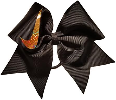 Cheer bows Black Holographic Gold Nike Hair Bow