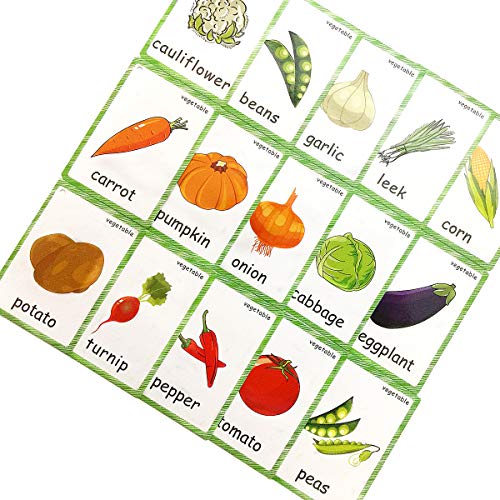 Juego de tarjetas flash de frutas y verduras para niños