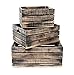 Winship Stake and Lath, Inc. Handmade Rustic Distressed Black Wood Crates, Nested Set of 3