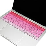 TOP CASE - Faded Ombre Series keyboard Cover Silicone Skin for MacBook Pro 13 inch A1708 (No TouchBar) Release 2017 & 2016 / Macbook 12-inch Retina A1534 with TOP CASE Mouse Pad - Pink & White