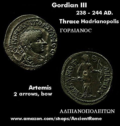 Roman Emperor Gordian. Artemis Hunter, Thrace, Imperial Coin. Outstanding Quality.