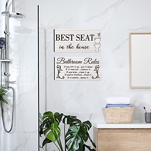 Jetec 2 Pieces Funny Bathroom Wall Decor Sign Farmhouse Bathroom Decor