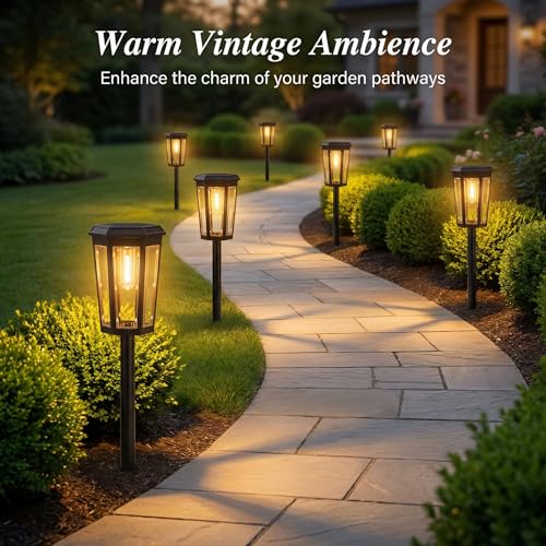A.bigwhale Outdoor Solar Lamp for Garden, Waterproof Bright Solar Lights Outdoor, 4 Pieces Solar Light for Outdoor Paths Patio Terrace Lawn Walkway