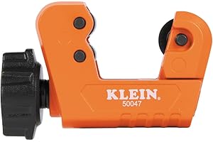 Klein Tools 50047 Mini Tubing Cutter, 1-1/8 Inch O.D. Cutting Capacity for Aluminum and Copper Tubing, Spare Blade Included
