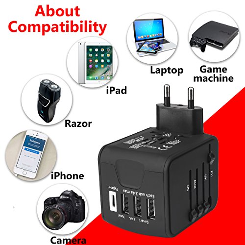 Universal Travel Charger Adapter, G-TING International All-in-one USB Travel Cube Power Adapter Plug for UK/EU/US/AU about 150 Countries, European Adapters, Worldwide Wall Charger AC Socket with U