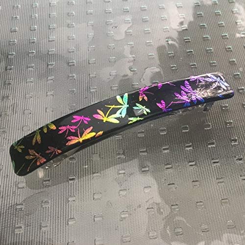 French Barrette, Dragonflies, Decorative Colorful Dichroic Art Glass, Extra Large Hair Clip