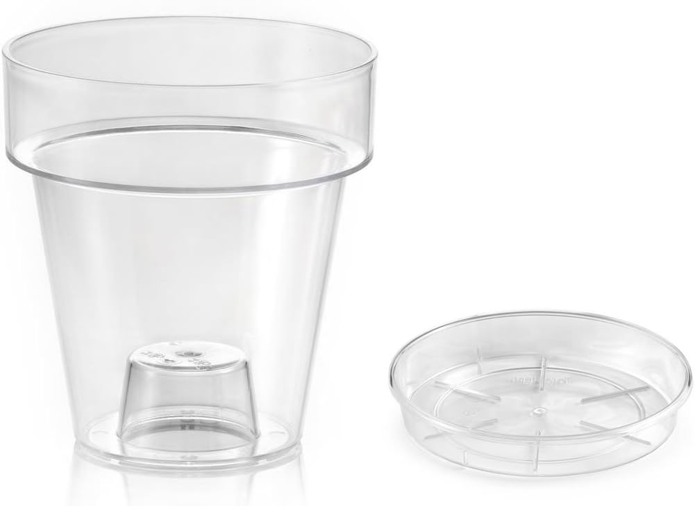 TeraplastTRANSPARENT VASE PORTO WITH SUPPORT FOR ORCHIDS DIAMETER CM 14 COMPLETE WITH VASE (1)