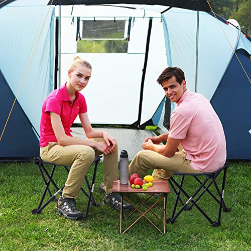Folding Camping Stool, Mini Folding Stool Portable, Mini Portable Chair for Beach, Picnic Party, Camping, Barbecue, Fishing, Hiking, 600D Oxford Cloth with Portable Bag (Camouflage) (Blue Camo)
