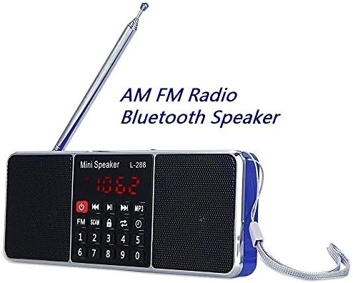 Portable Mutifunctional Bluetooth Dual Channel Digital AM / FM Radio Media Speaker Wireless Speaker MP3 Music Player Support TF Card / USB Disk with LED Screen Display and Clock Function (L-288-Blue)