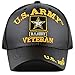 The Hat Depot Official Licensed 3D Embroidered Soft Faux Leather Veteran Military Cap (U.S.Army-Black Star)