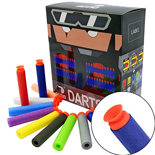 EKIND 100Pcs Suction Darts Refill Foam Bullet for Nerf N-strike Elite Guns (10 different color)
