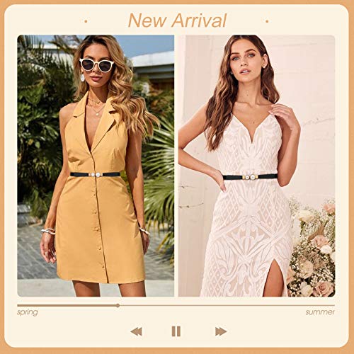 JASGOOD Women Elastic Waist Thin Belt, Fashion Double Pearls Buckle Belt Plus Size