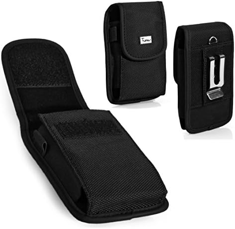 #1 ( Plus Size) Vertical [Rugged Series] Matte Black Carrying Heavy Duty Nylon Pouch Casefits the Phone + Mophie Juice Pack/Extended Battery/Otterbox Case on it Microsoft Lumia 540 Dual