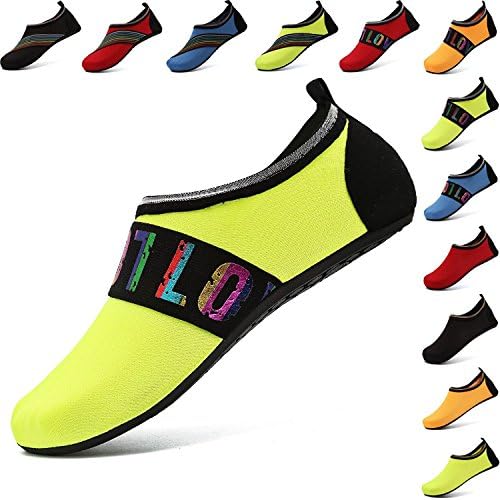 NeuFashion VIFUUR Water Sports Shoes Barefoot Quick-Dry Aqua Yoga Socks Slip-On For Men Women Kids (XL, Loveyellow)
