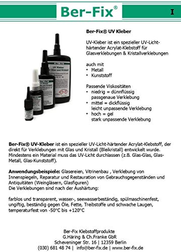 Ber-Fix UV Kleber - Set zum Kennenlernen in drei verschiedene Viskositäten (3 x 3 g) – Bild 3