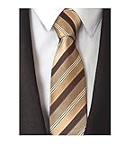 Abundance New Woven Microfiber Classic Men'S Business Tie Striped Necktie Solid Ties (Brown Gold)