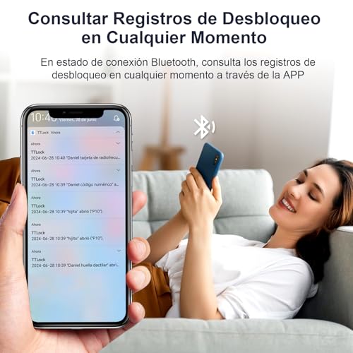 LOKOOY Cerradura Inteligente D1, 5 Métodos de Apertura, TTLOCK App Bluetooth, Huella Digital, Tarjeta IC, Contraseña, Llave física, Apto para 30 mm a 75 mm
