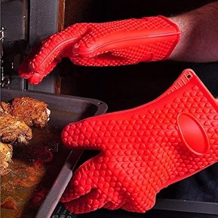 EsyExpress.com Honana Thicken Silicone Heat Resistant Glove Grilling Gloves Antiskid BBQ Cooking Protective Gloves - Dark Blue