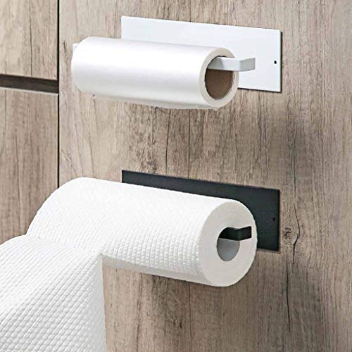 Nesee Accessories Shelf Under Cabinet Paper Roll Rack Towel Holder Tissue Hanger for Bathroom Kitchen Stick on Wall Stainless Steel Brushed - Thumbnail 2