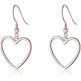 SLUYNZ Solid 925 Sterling Silver 1.8CM Hollow Heart Drop Earrings for Women Teens Sweet Love Dangle Earrings