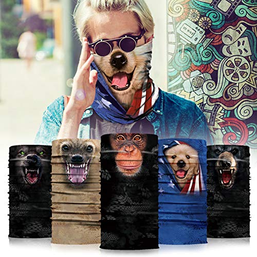 [NEW STYLE]3D Animal Neck Gaiter Warmer Windproof Face Mask Scarf, Microfiber Multifunctional Headwear for Motorcycle Riding (Ape) - Thumbnail 5