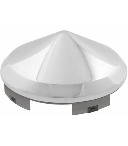 Fortpro Chrome Steel Rear Axle Hub Cover – Pointed Style, 8.5” Diameter, 8” ID – Semi Truck Accessory