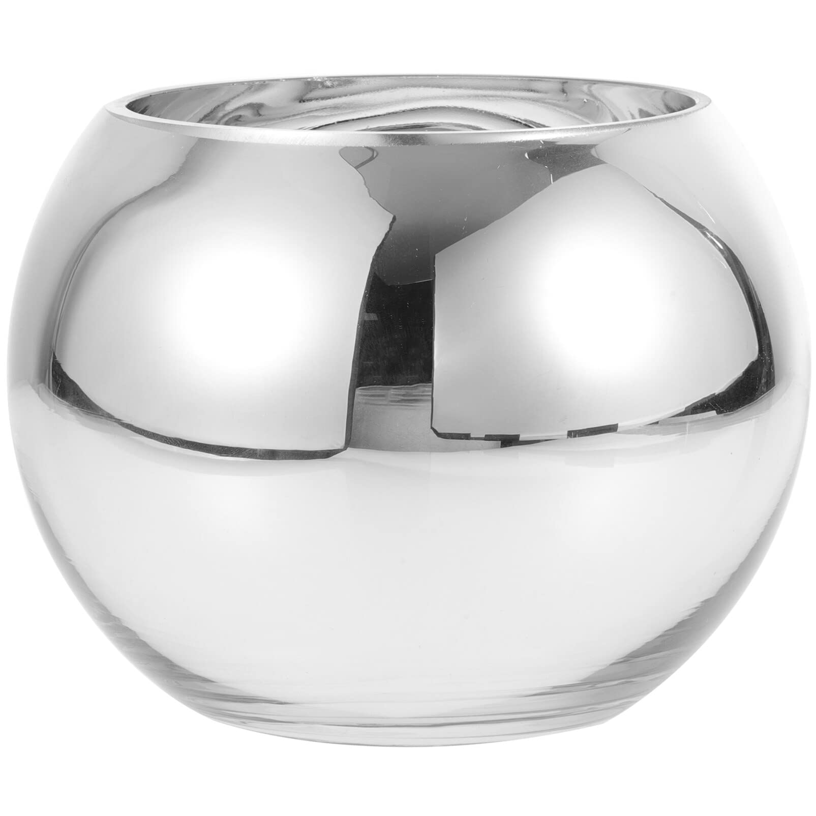 GANAZONO Flower Vase Glass Round Bouquet Arrangement Pot 6 Inch Table Centerpiece Home Decor Holder for Fresh and Artificial Flowers